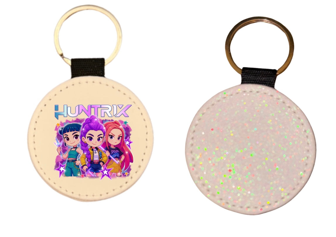 White glittery Keyring personalised with any custom image and text or ready made design