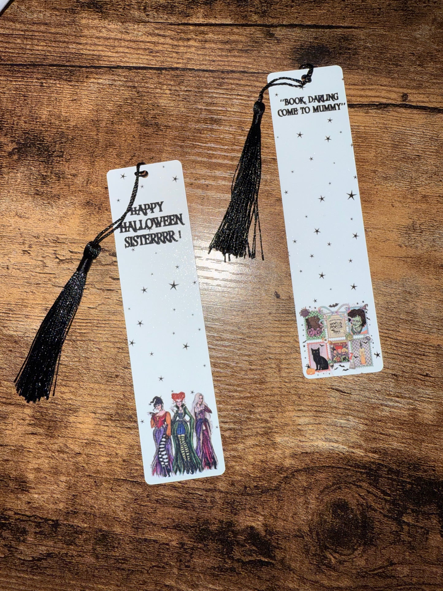 Metal hocus pocus inspired book mark with tassel  - add name optional