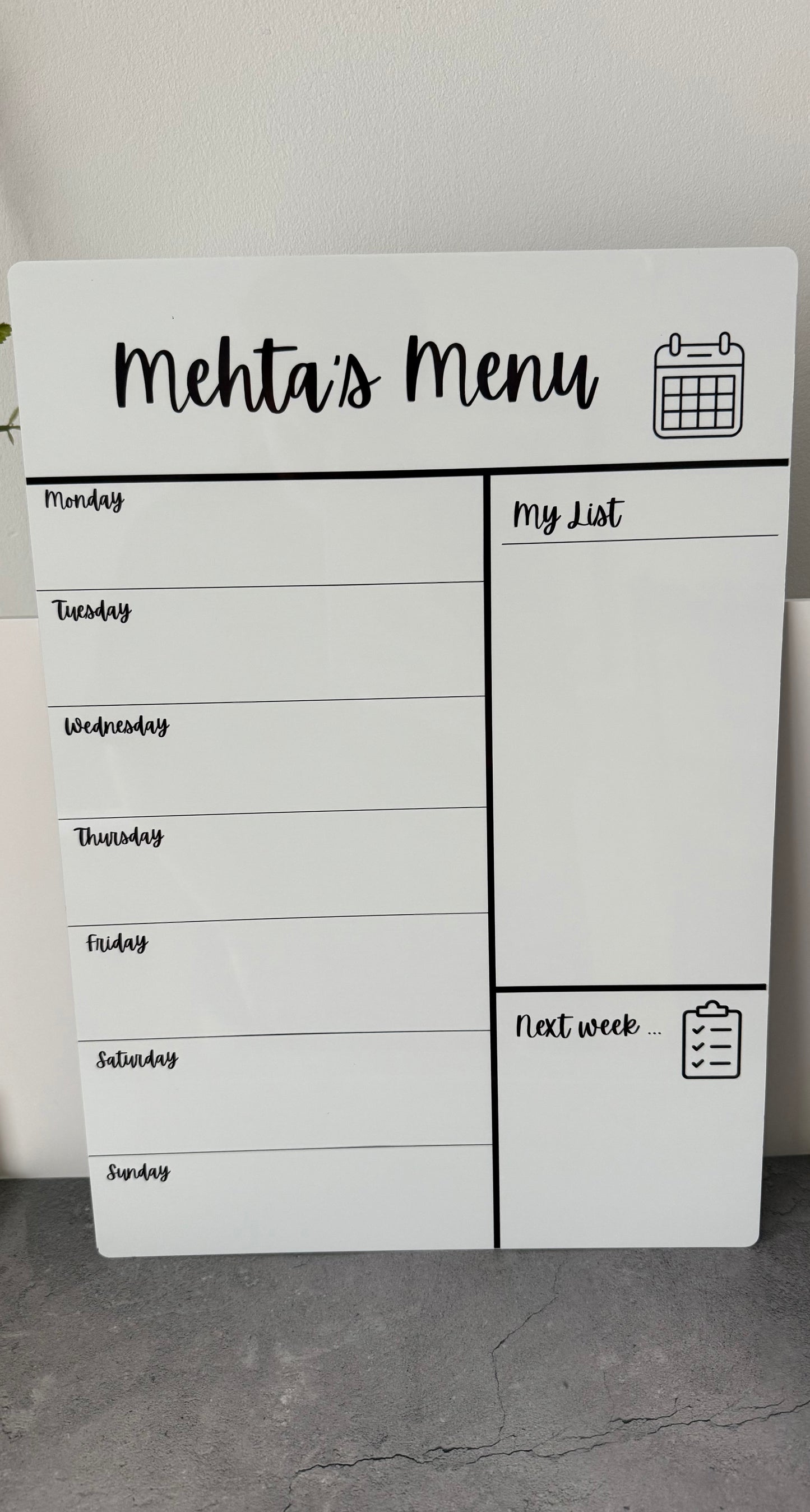 Custom name Aluminium A3 “ personalised to you “ menu