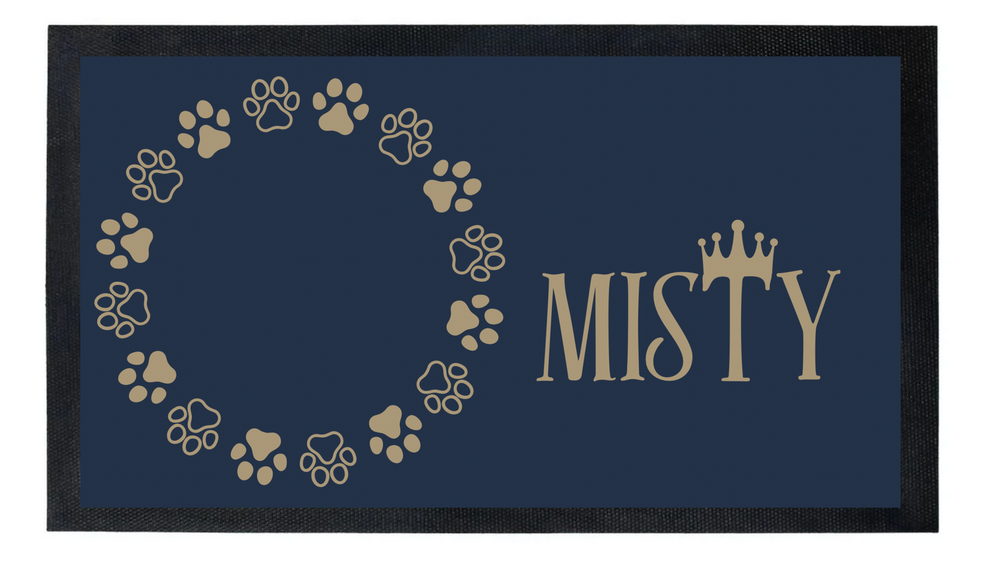 King / Queen Pet Bowl Mat with name, photo and paw boarder 44cm x 25cm