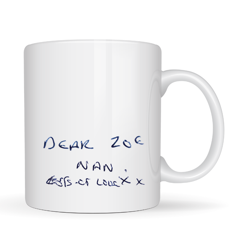 “Loved one’s handwriting” Put a special note or words from a love one on a keepsake
