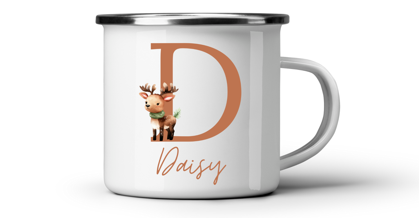 Personalised camping / enamel Christmas mug