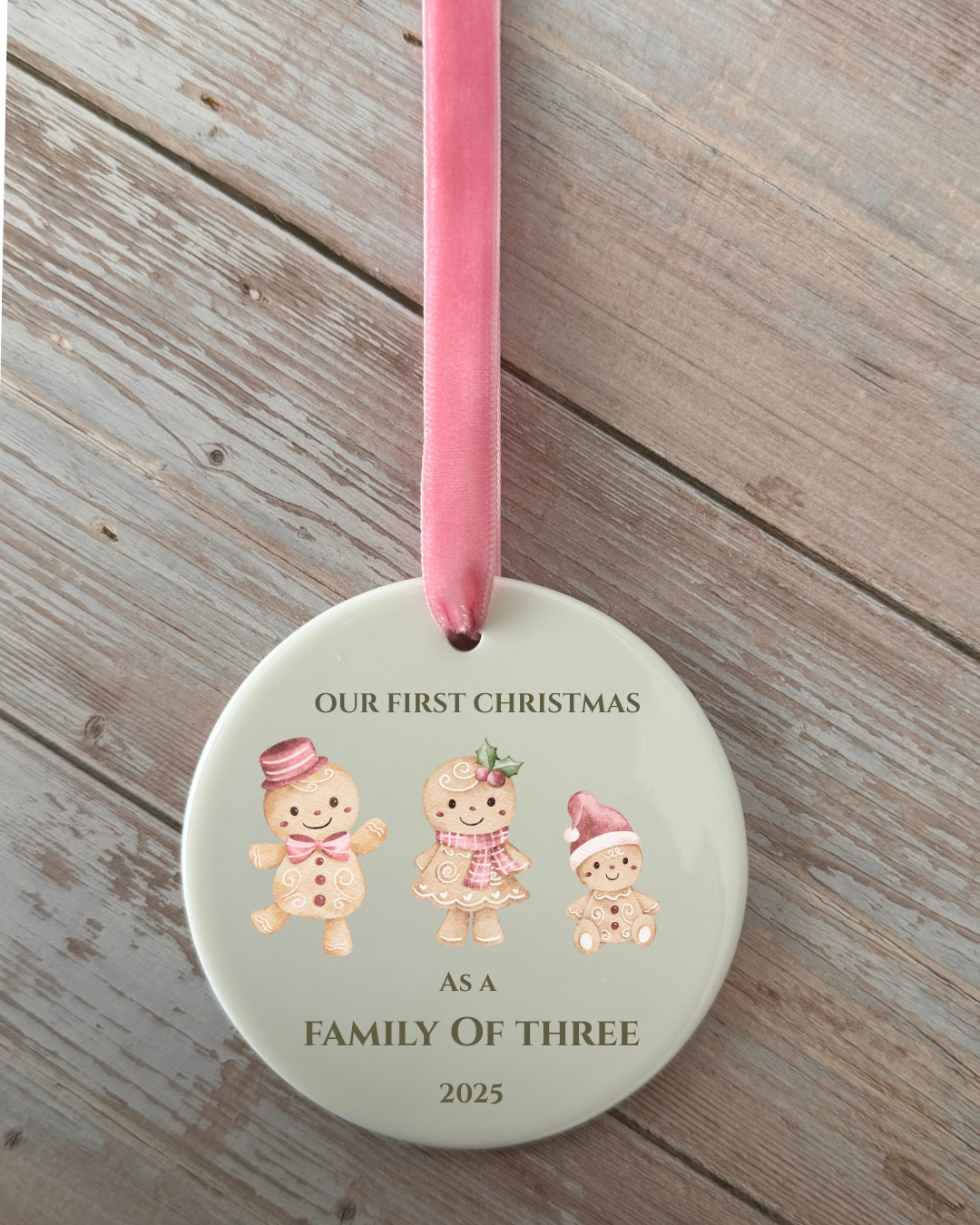 Gingerbread family Christmas ornament