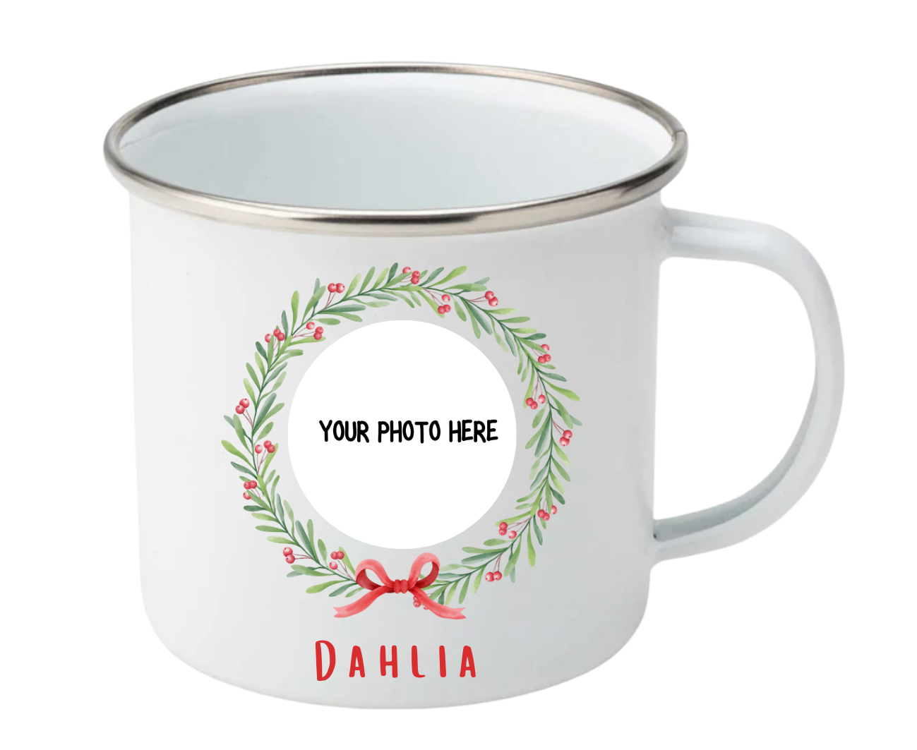 Personalised camping / enamel Christmas mug