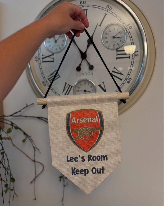 Personalised Linen Hanging flag banner / pennant - custom with any image and text