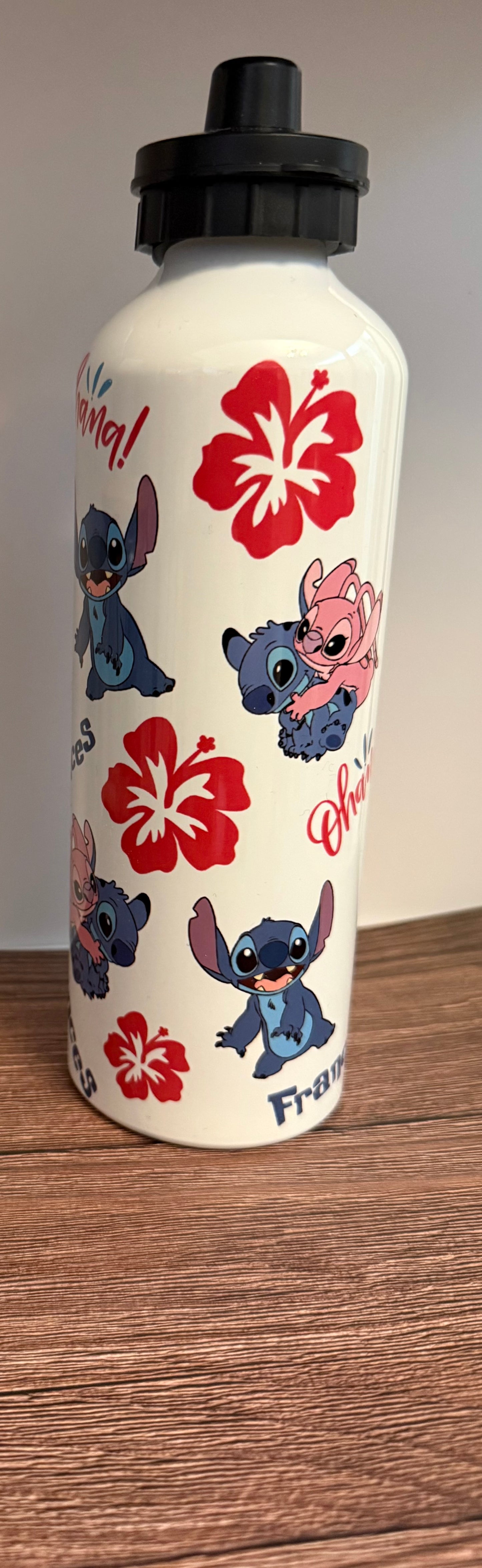 Stitch Ohana inspired drinks bottle with option to customise with your name