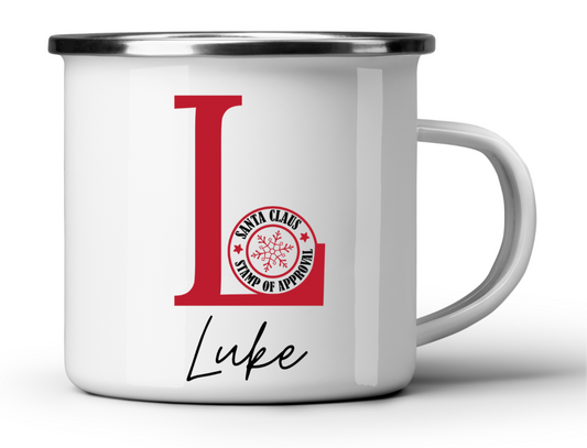 Personalised camping / enamel Christmas mug
