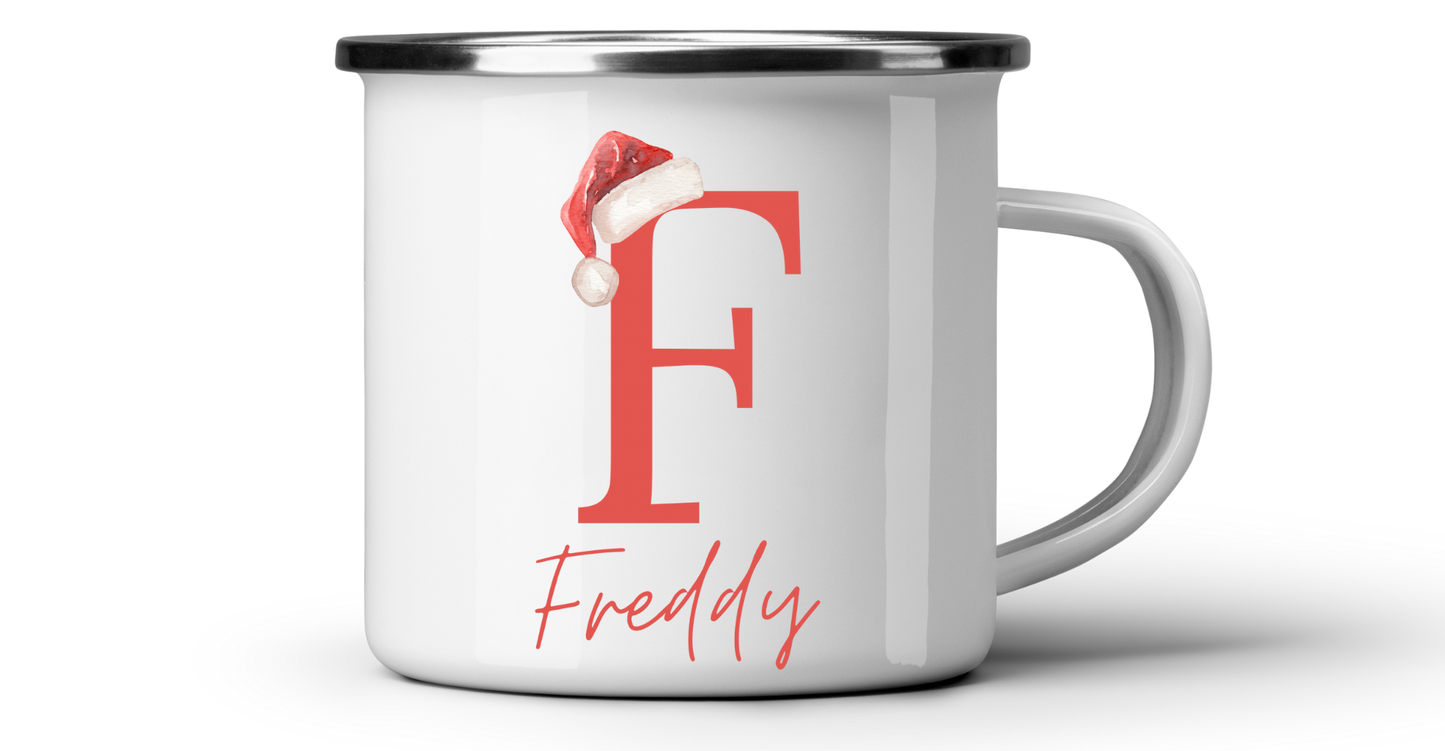 Personalised camping / enamel Christmas mug