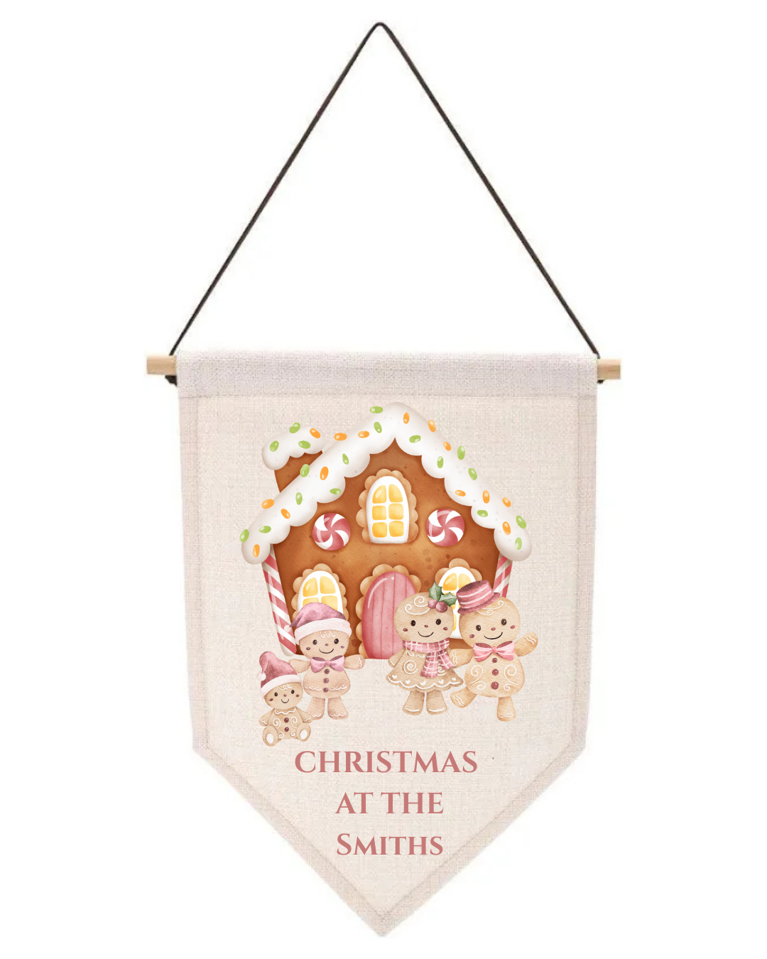 Christmas gingerbread family pennant / flag sign