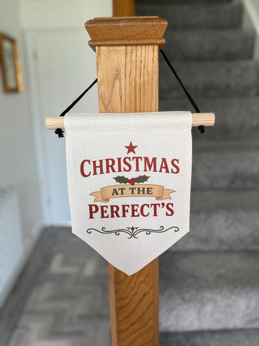 Christmas family stocking pennant / sign / flag