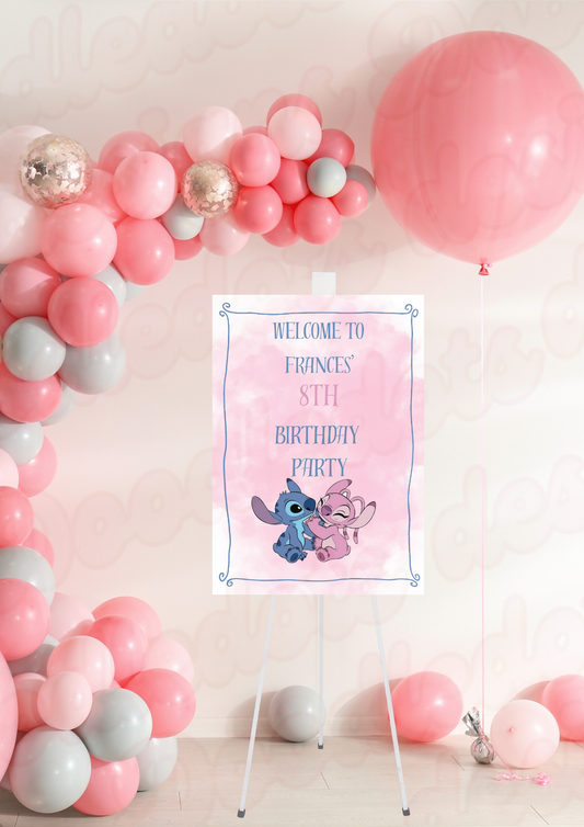 Stitch and angel birthday sign - PDF