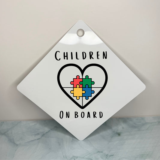 Subtle autistic children on board car sign