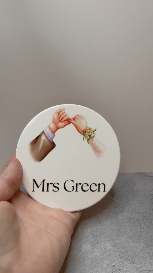 Cork backed ceramic coaster